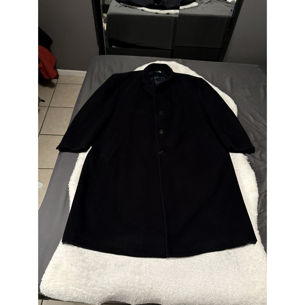 Jos. A. Bank Wool Trench Coat Mens Size 52R Black Button Front Business Office